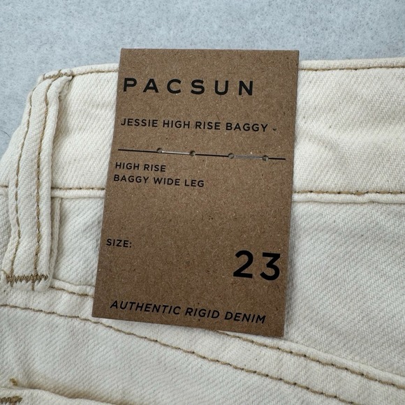 Pacsun Jessie High Rise Baggy Womens 23 Off White Wide Leg Rigid Denim Gorp NWT - Picture 5 of 13